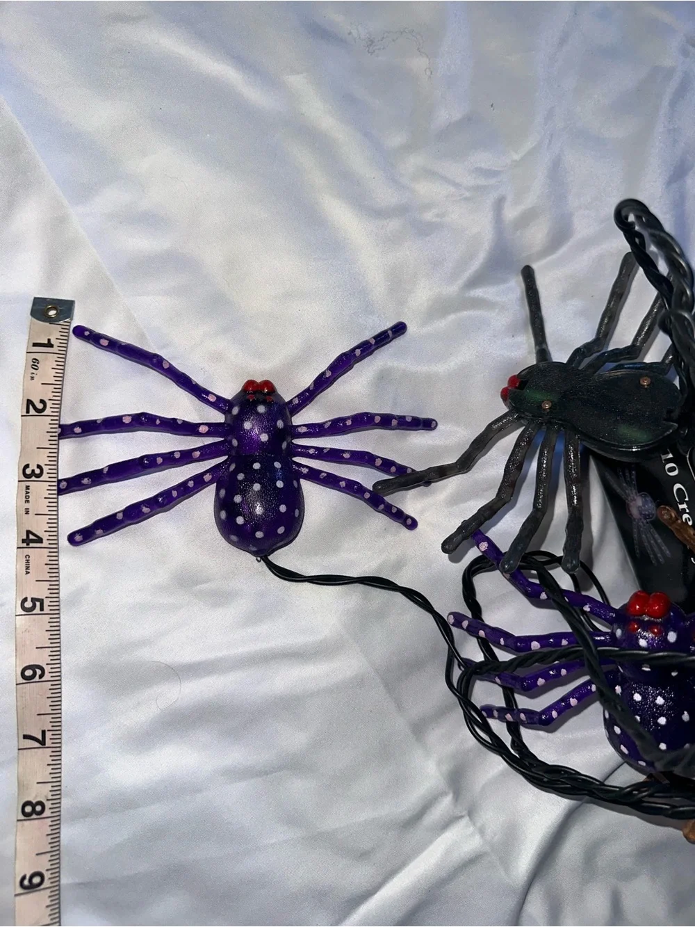 Halloween Large Dangling Spider Lights 10 Spiders Working